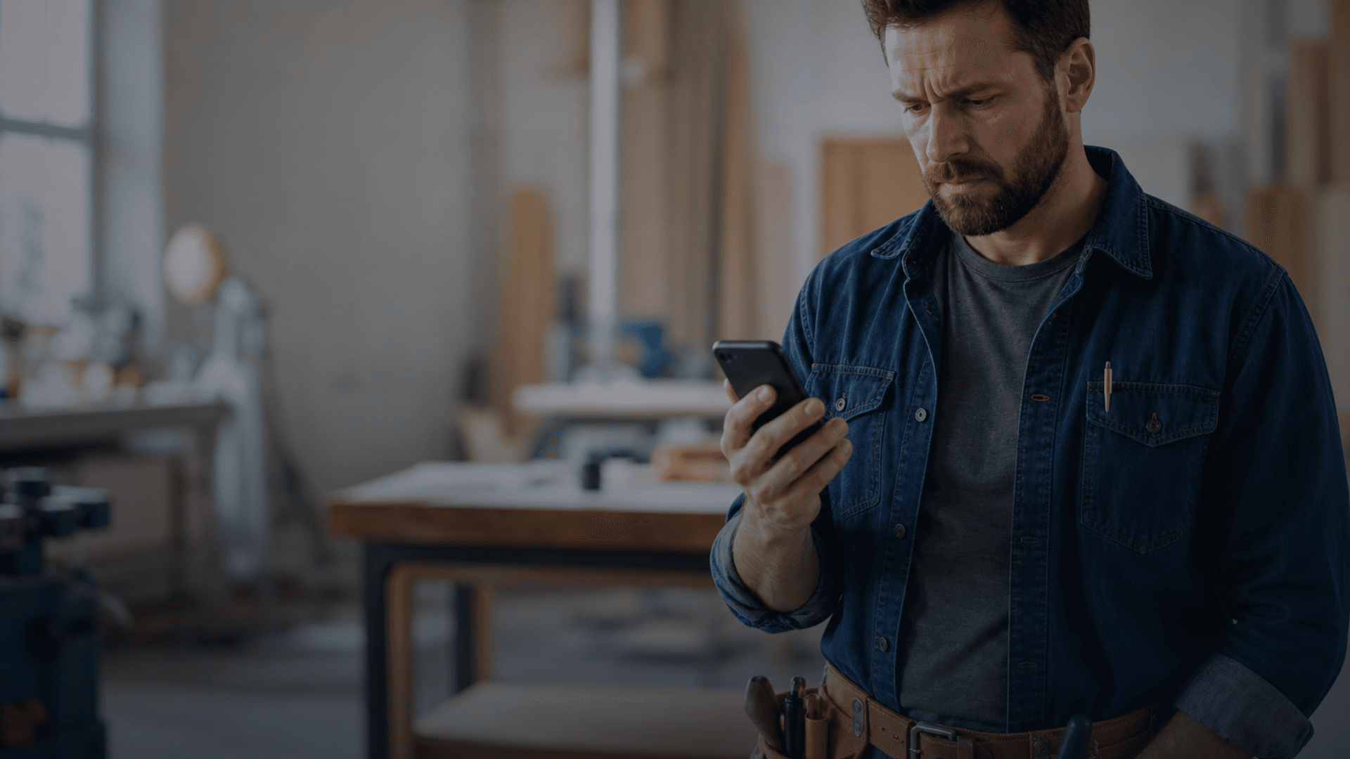 Contractor reviewing missed calls on a smartphone